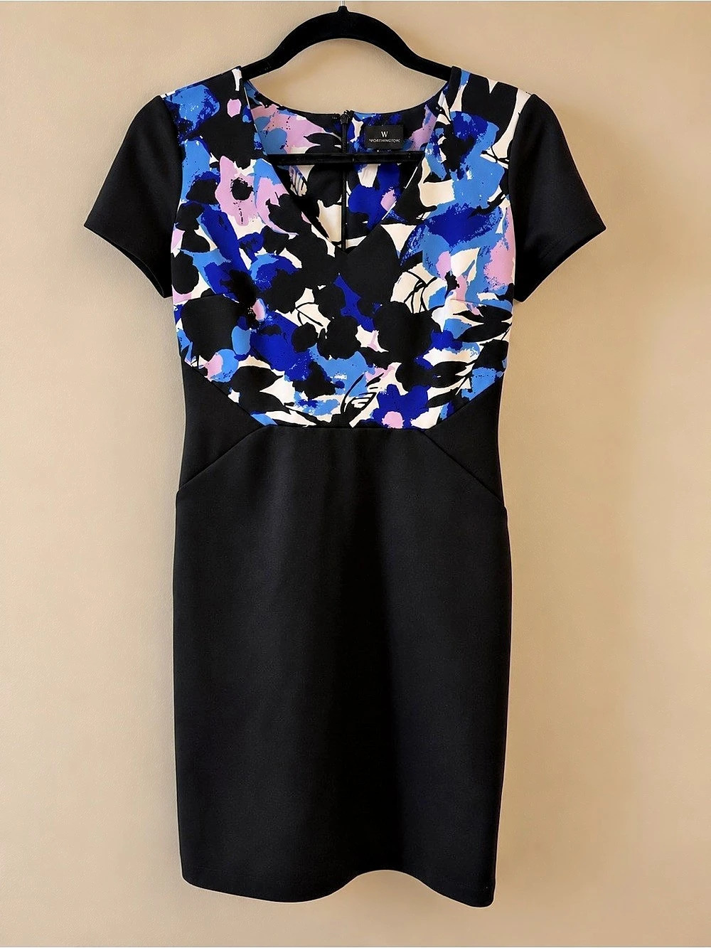Worthington Abstract Mini Dress in Black & Blue Size 4